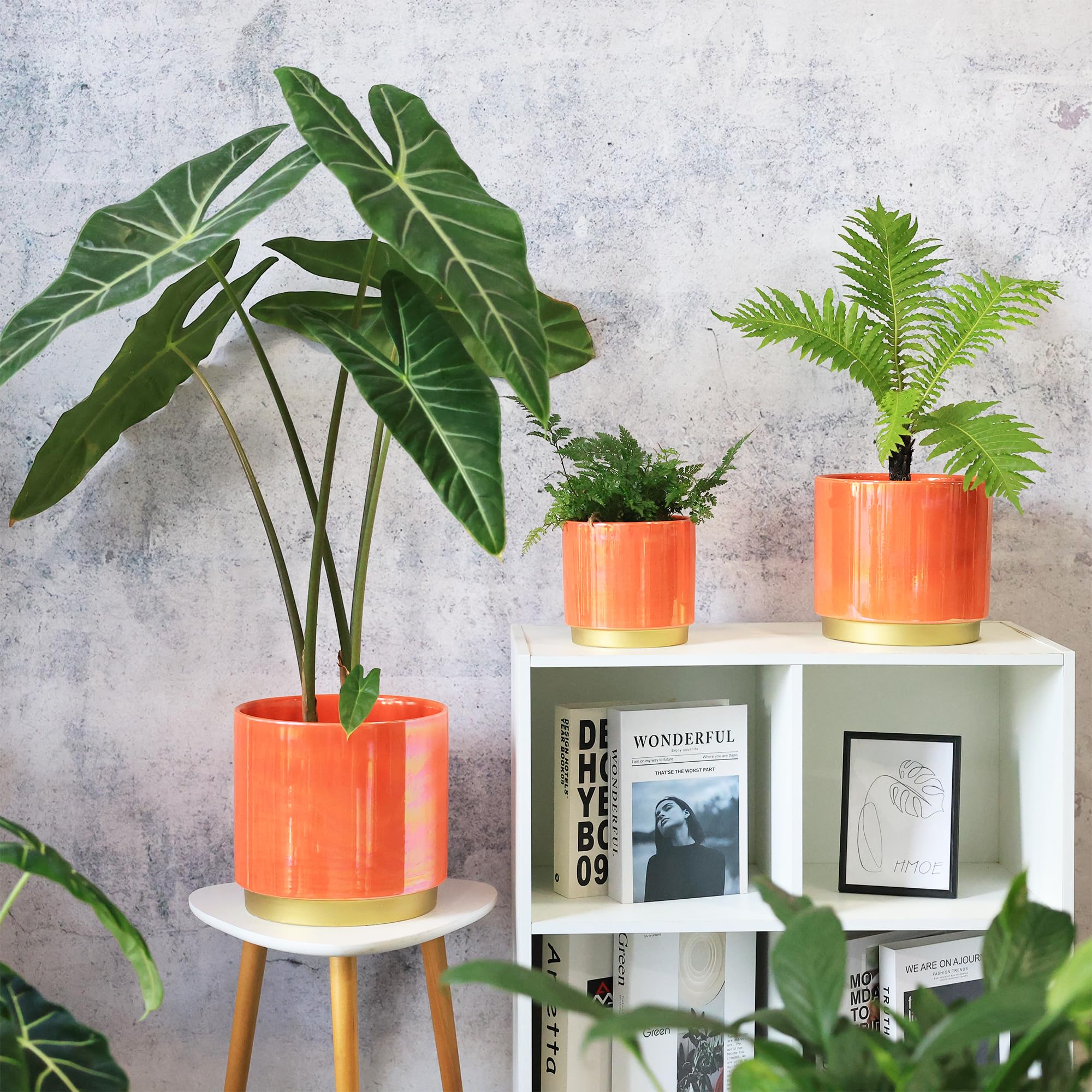 Gepege ceramic planter with rubber stopper and mesh pad