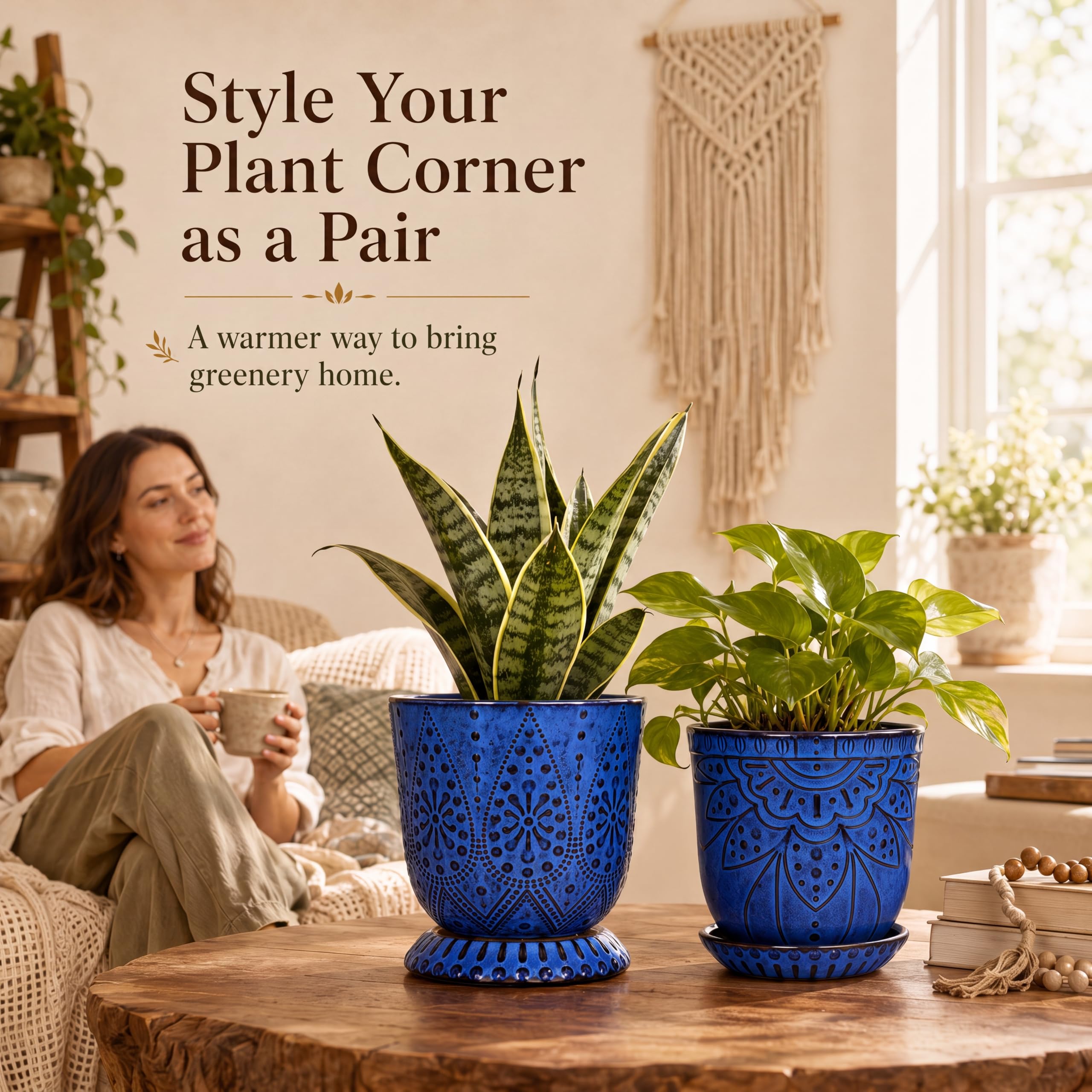 Gepege ceramic planter with succulent on a tabletop