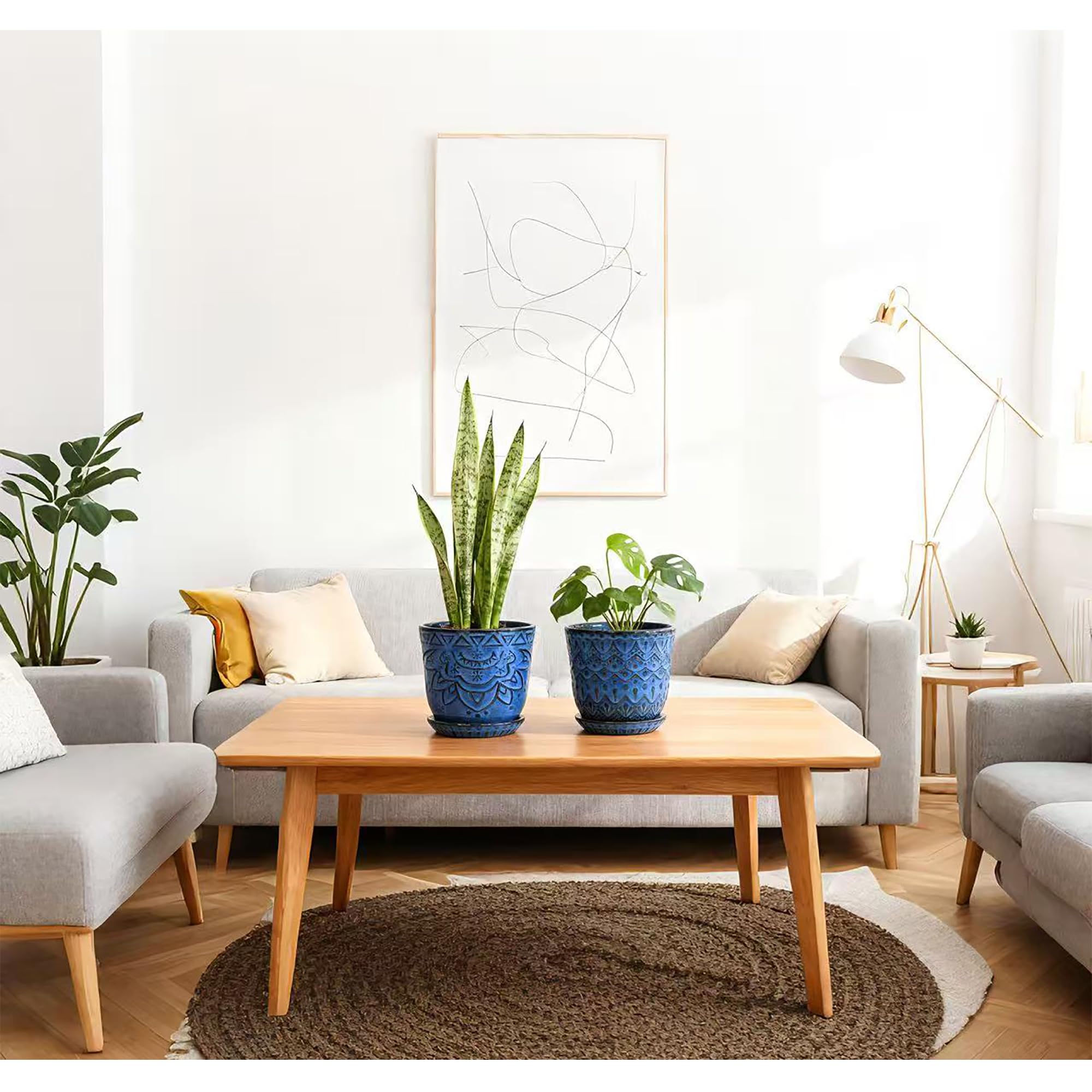 Gepege ceramic pots in a home office setting with greenery