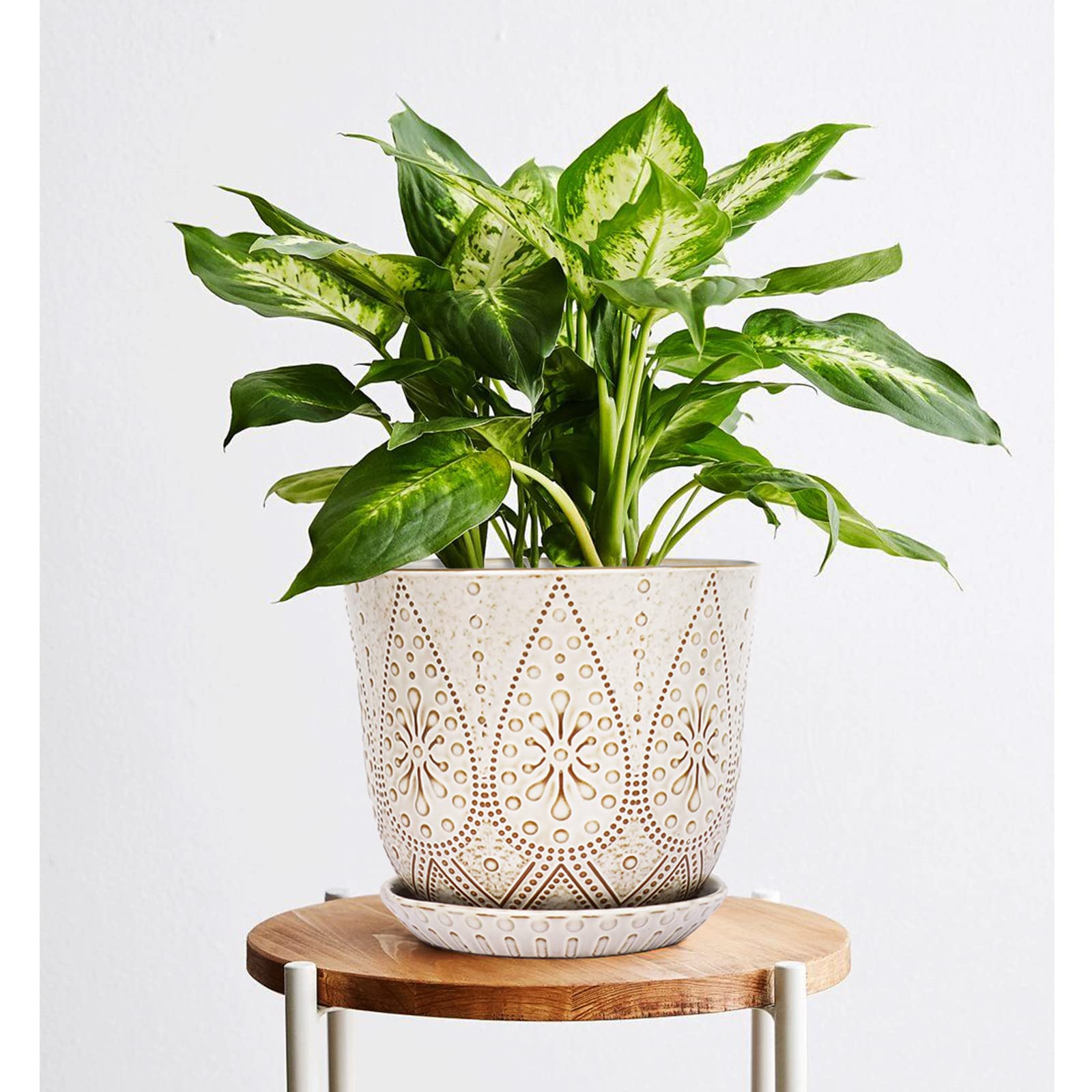 Gepege packaging of 8 Inch White Ceramic Plant Pot