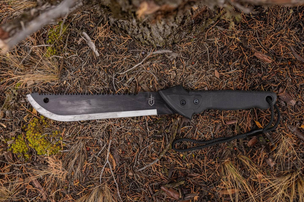 Gerber Gator Machete JR laid flat on a wooden surface