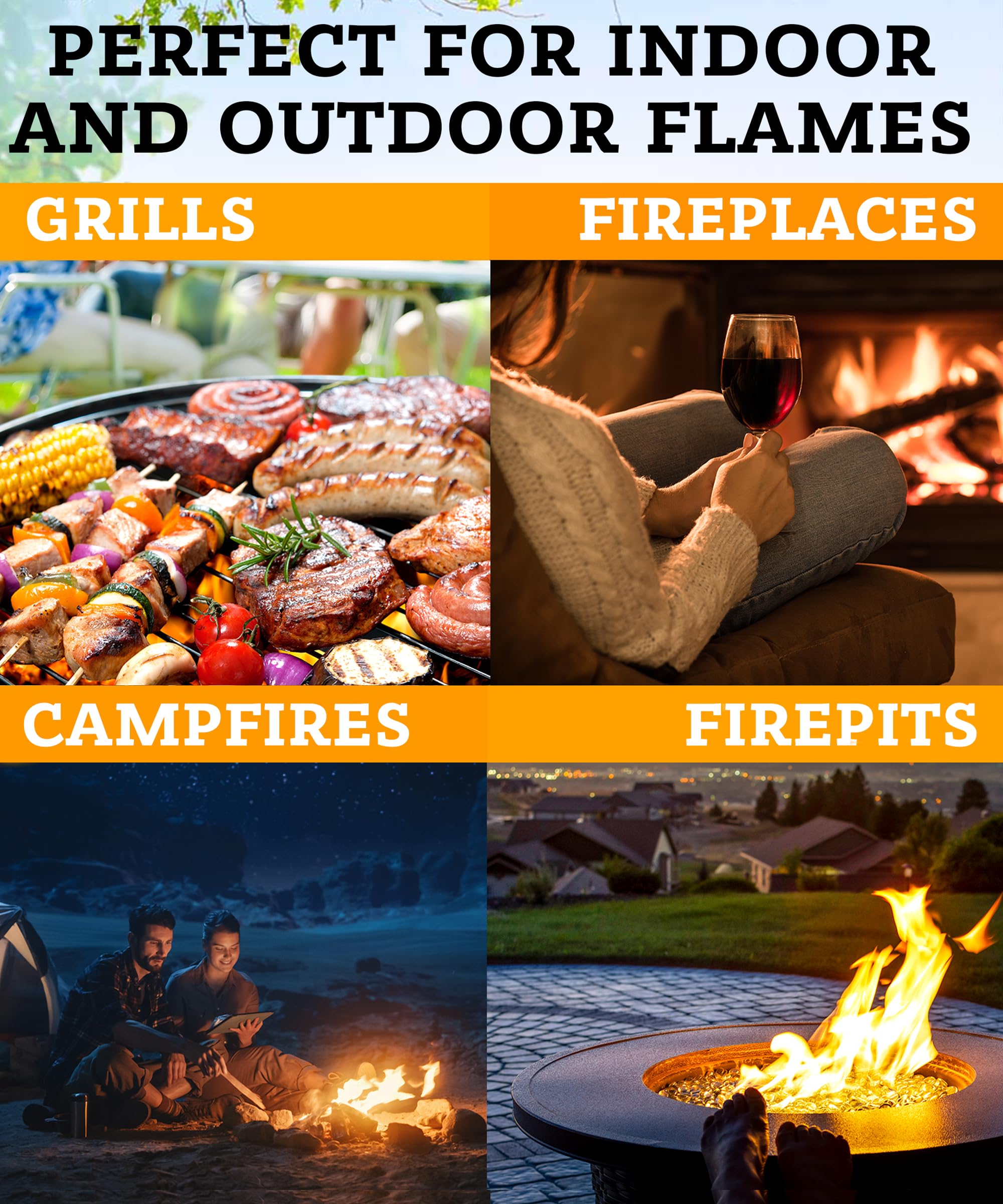 GEROSSI fire starters displayed with outdoor cooking gear