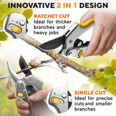 GEROSSI Ratchet Pruning Shears with user manual and hang rope