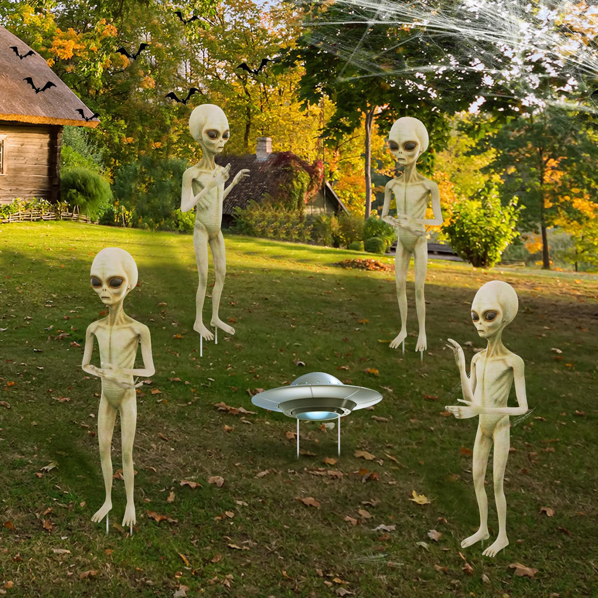 Gerrii Halloween alien yard sign front view