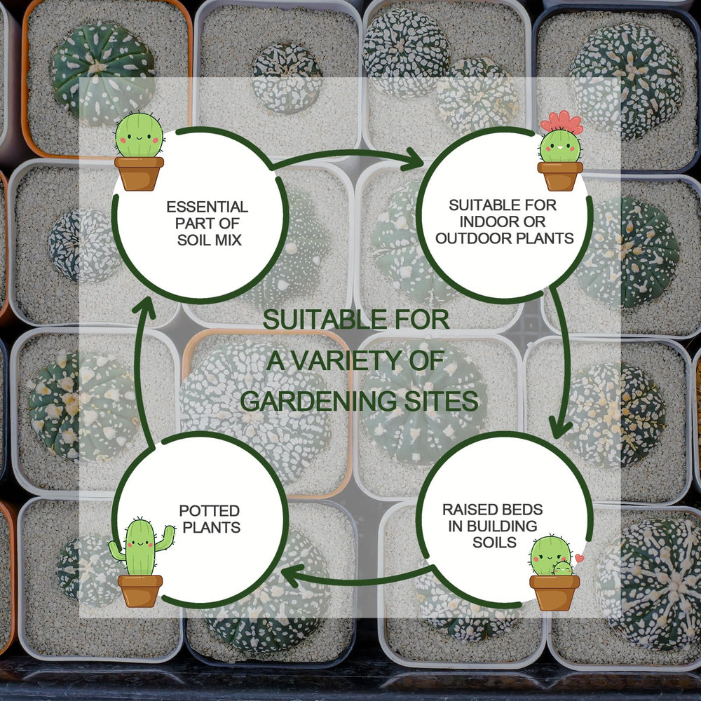 Gerta perlite in garden setting with potted plants