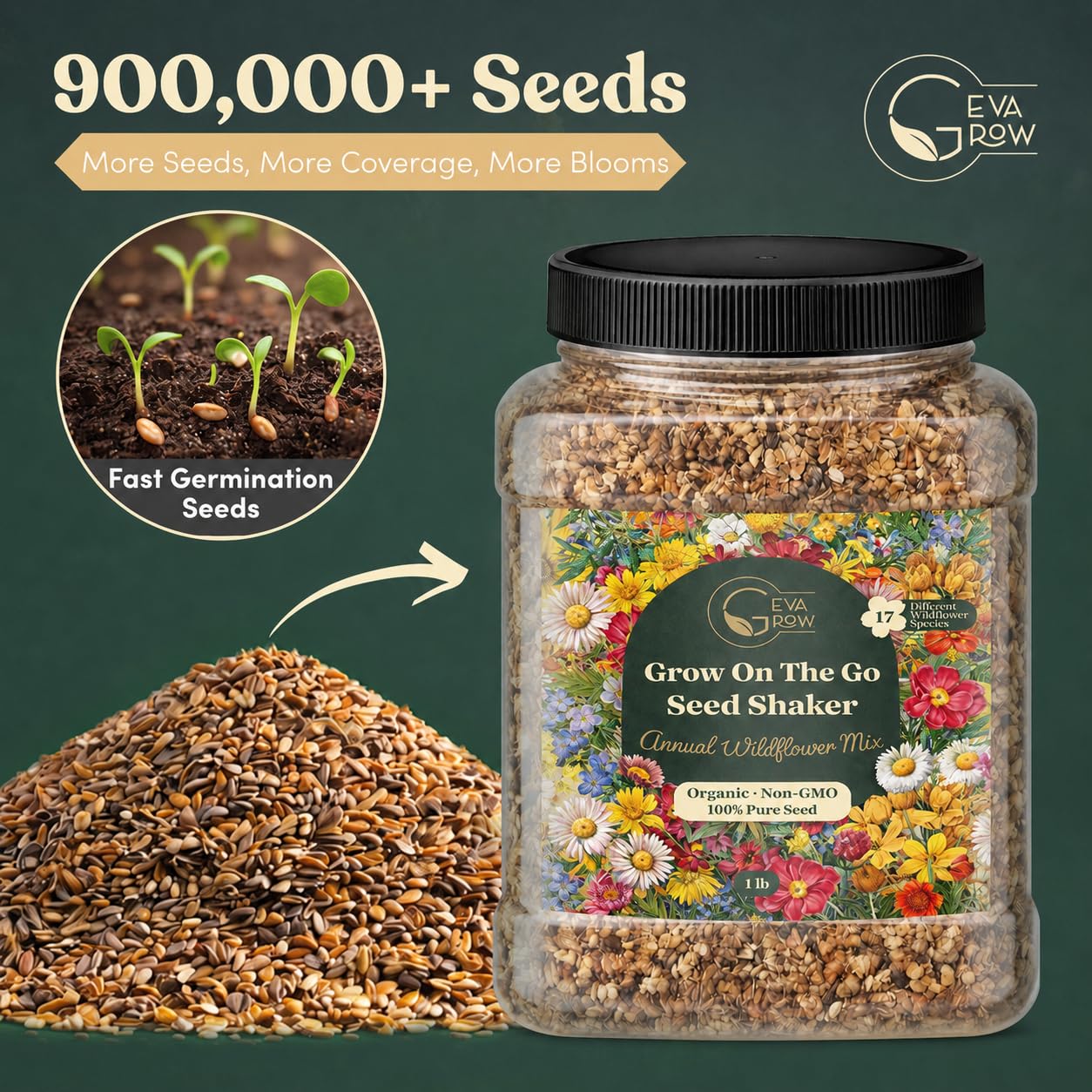 GevaGrow wildflower seeds shaker with easy dispensing feature