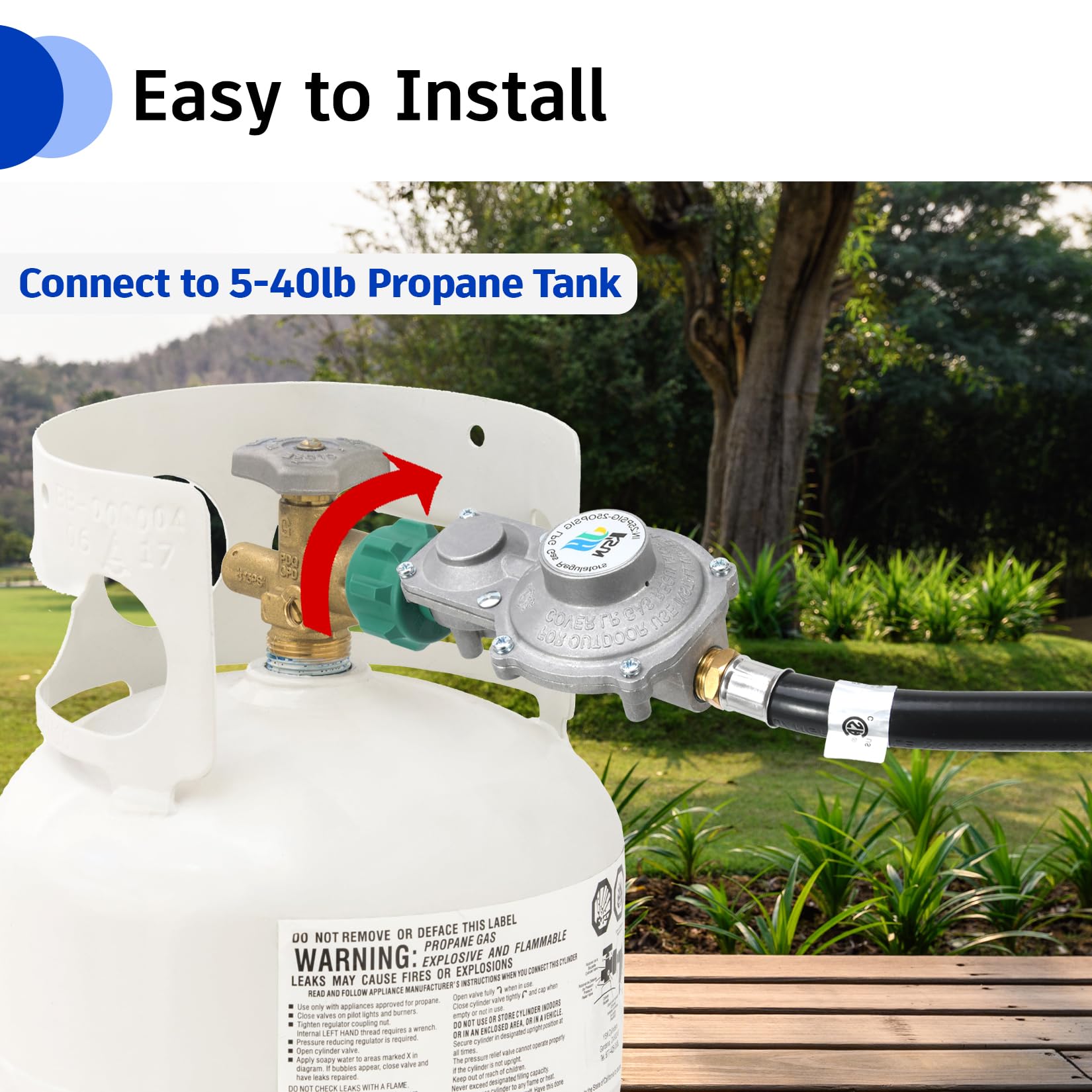 GGC 5FT Propane Regulator showing pressure relief device