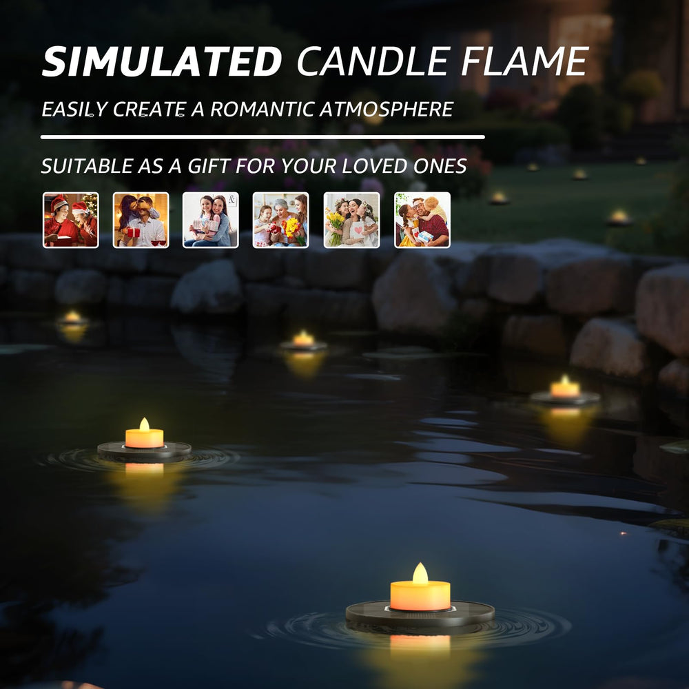 GGNOO Solar Floating Pool Lights on a patio table
