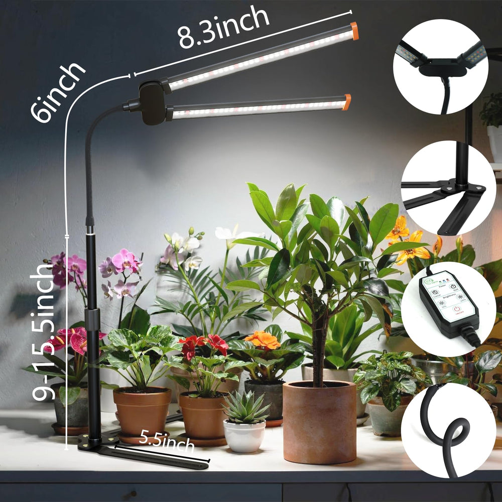GHodec Grow Light with tripod stand in a bright room