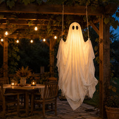 Ghost body made of soft fabric swaying in the wind
