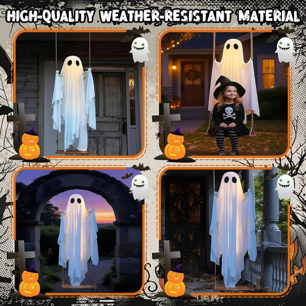 Ghost hanging from a tree with spooky lighting