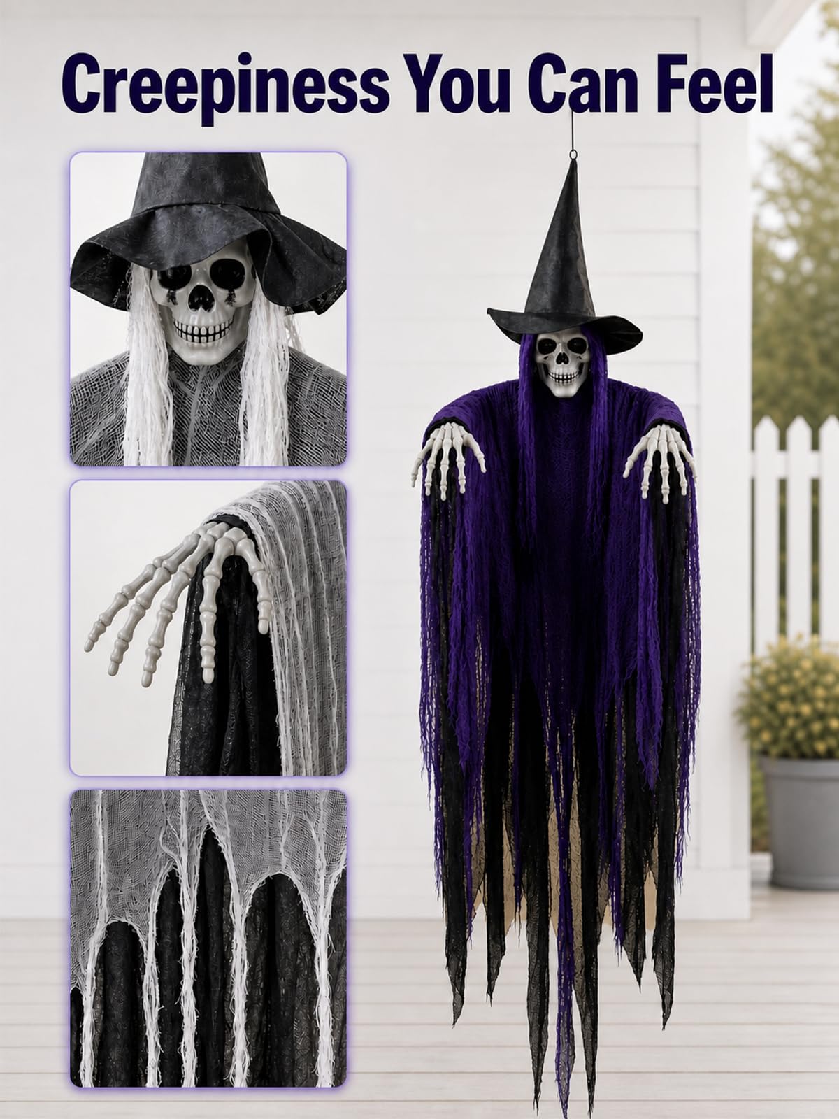 Ghosts from Bearhug Halloween decorations in a spooky setting