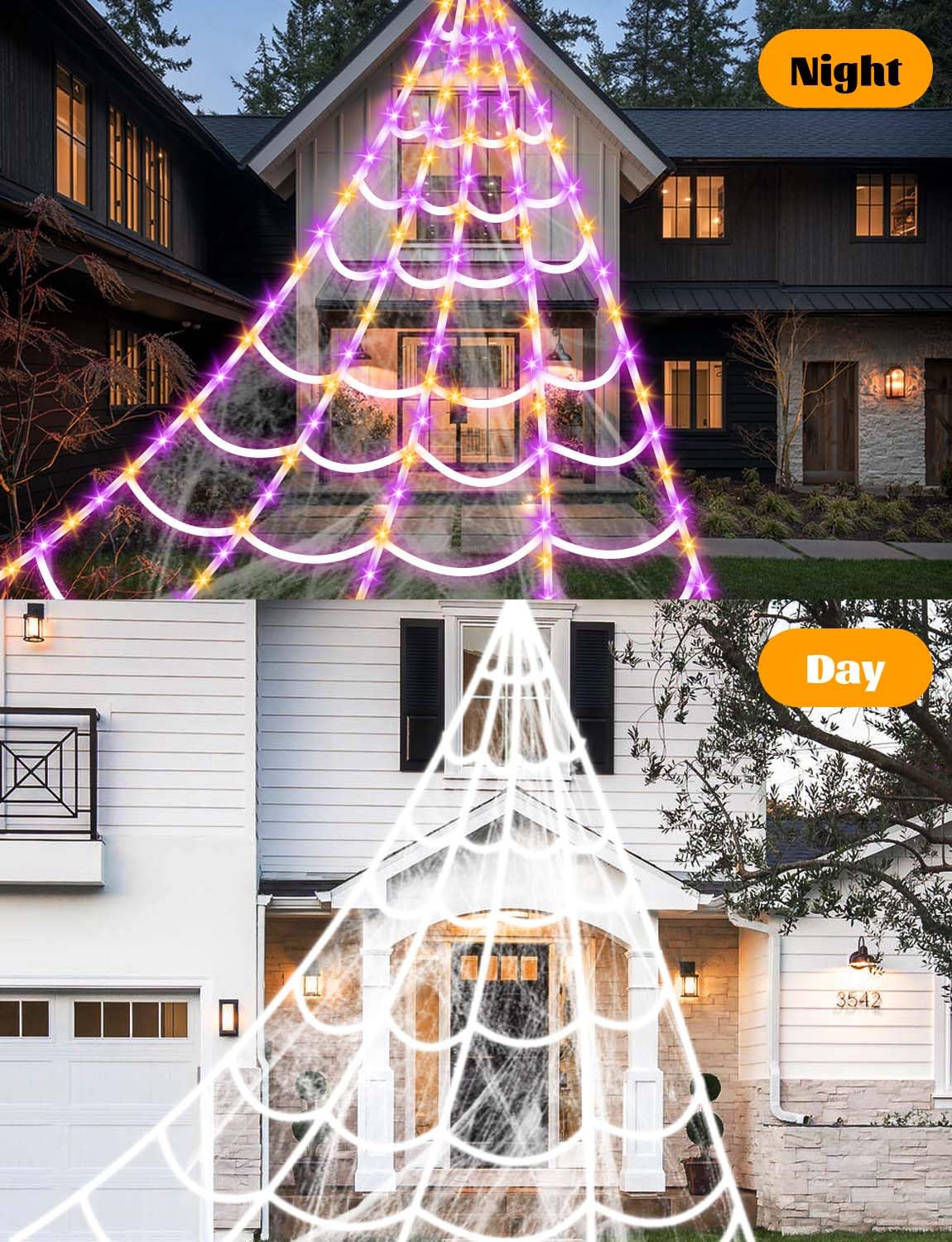 Giant spider web decoration measuring 16.4 x 16 feet