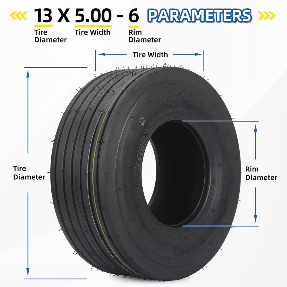 GICOOL 13x5.00-6 tubeless tire on lawn mower