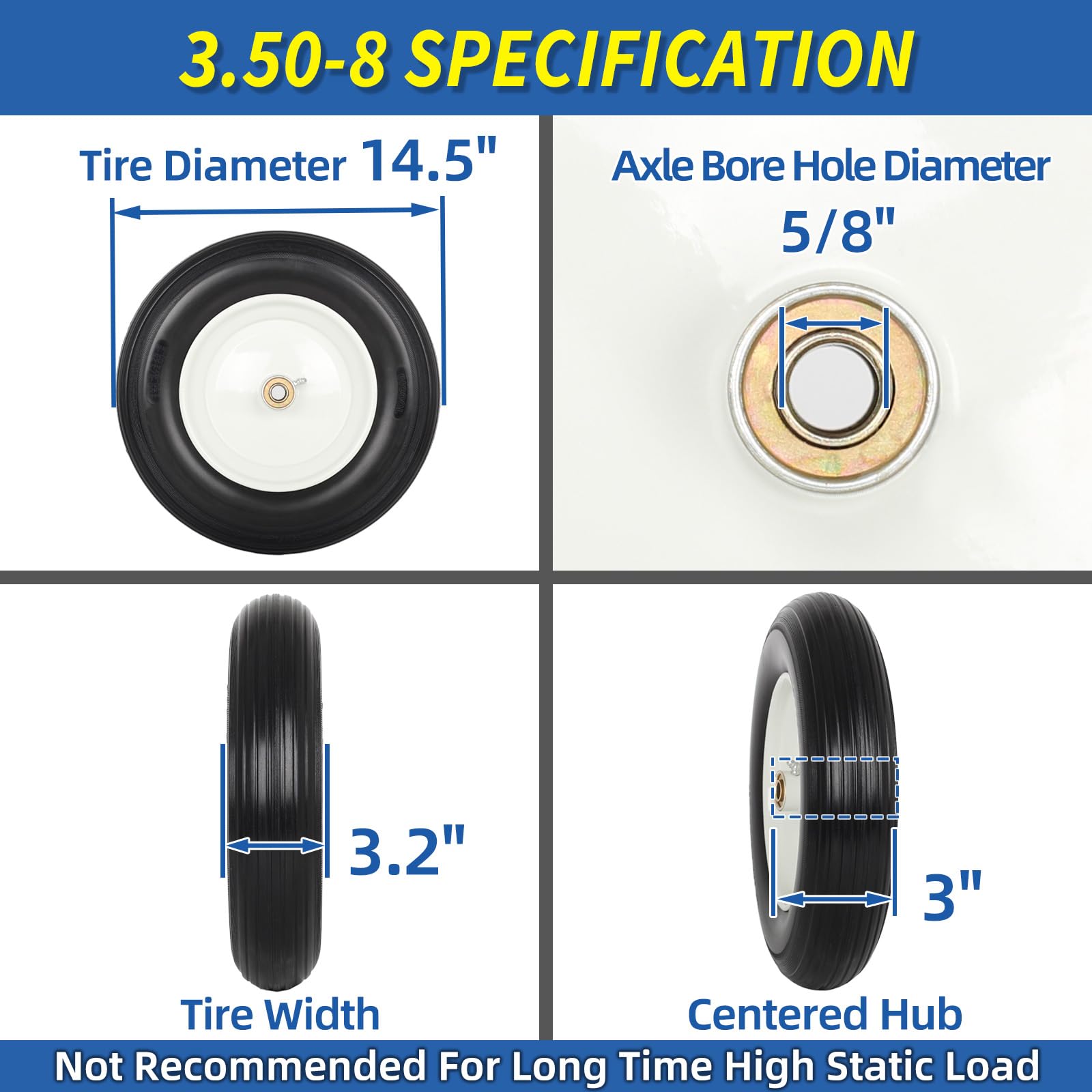 GICOOL 14.5-inch wheelbarrow tire side view