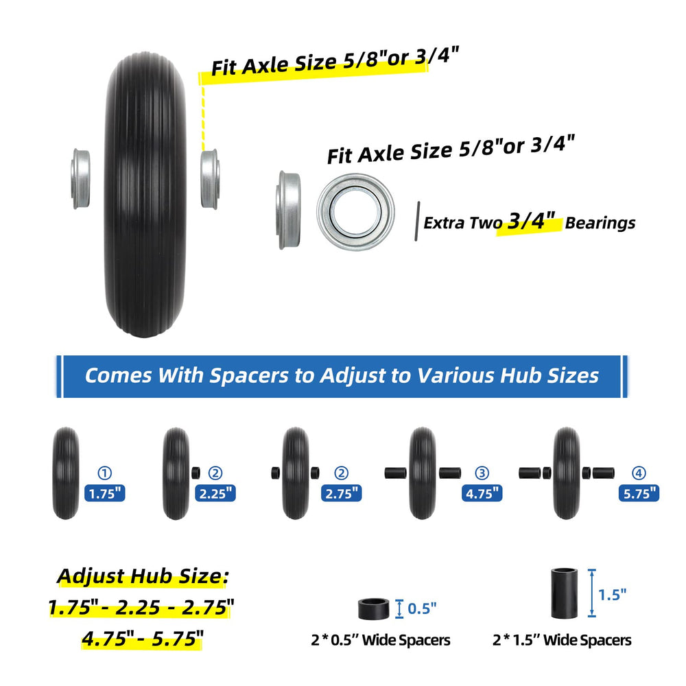 GICOOL 4.00-6 wheelbarrow tire dimensions diagram