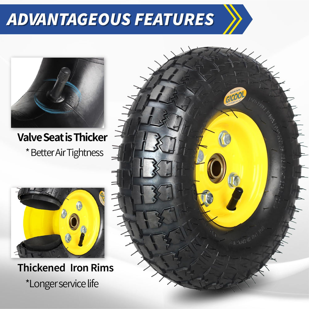 GICOOL 4.10/3.50-4 pneumatic tire mounted on cart
