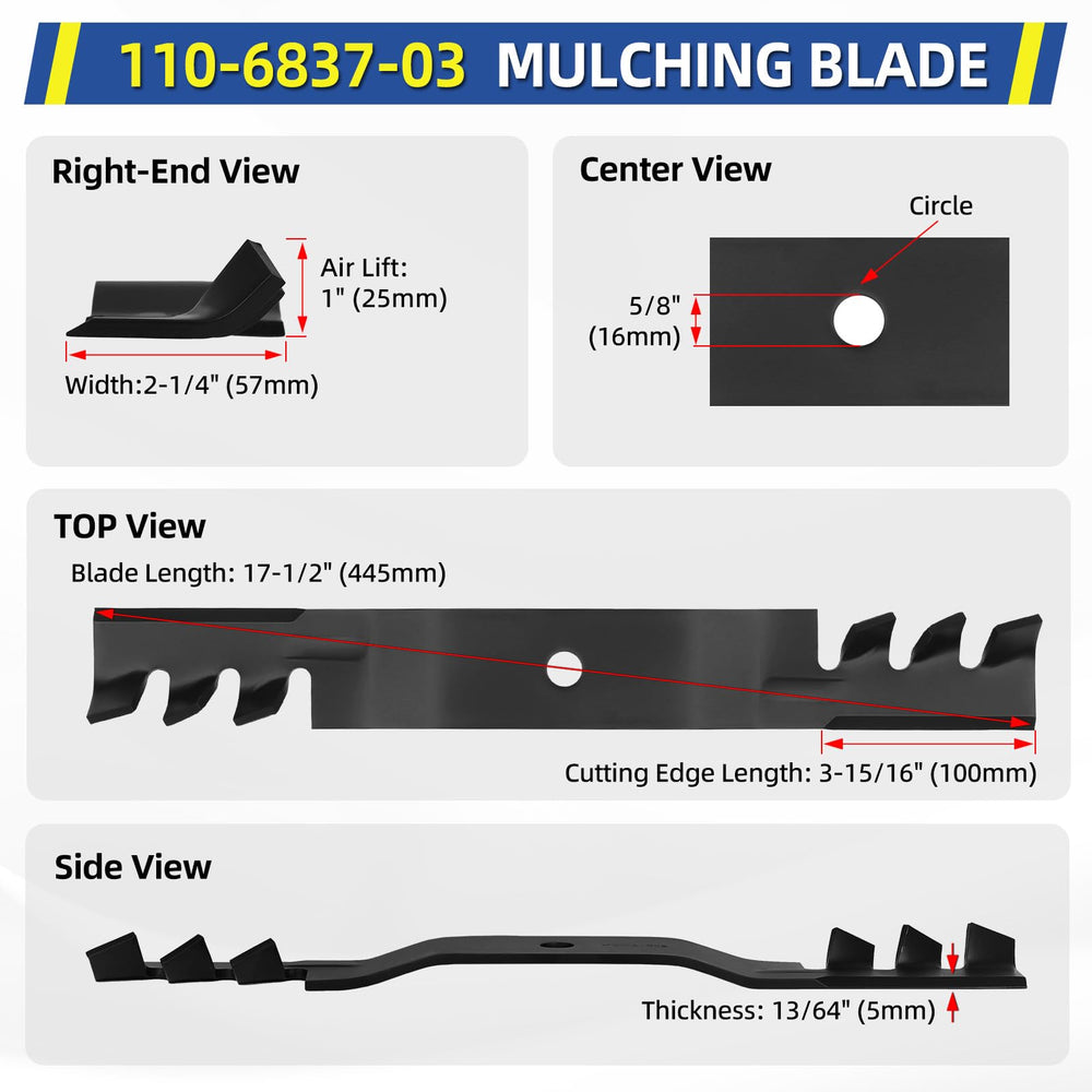 GICOOL 50 Inch Deck Mulching Blade length measurement