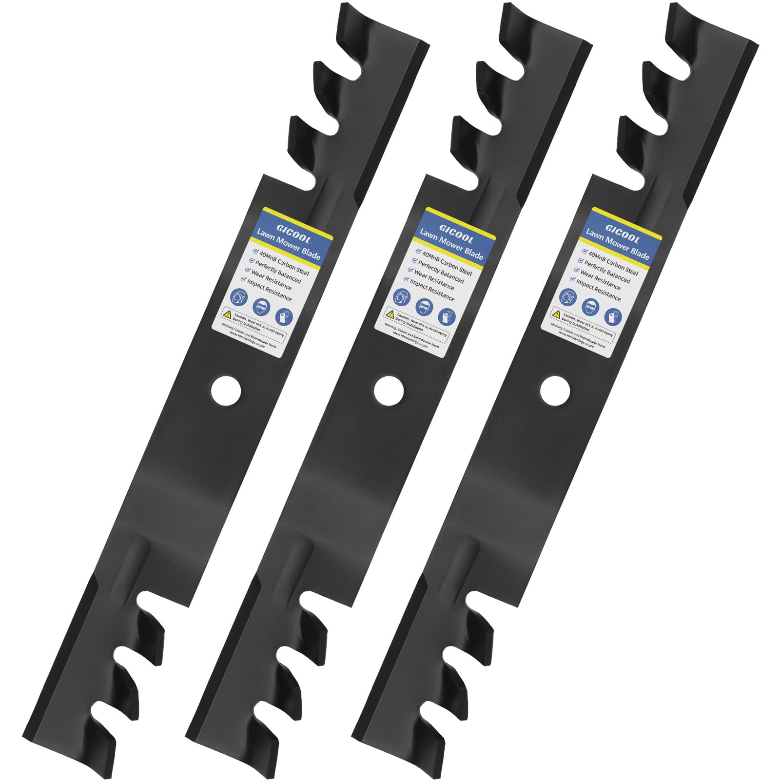 GICOOL 50 Inch Deck Mulching Blades pack of 3 front view