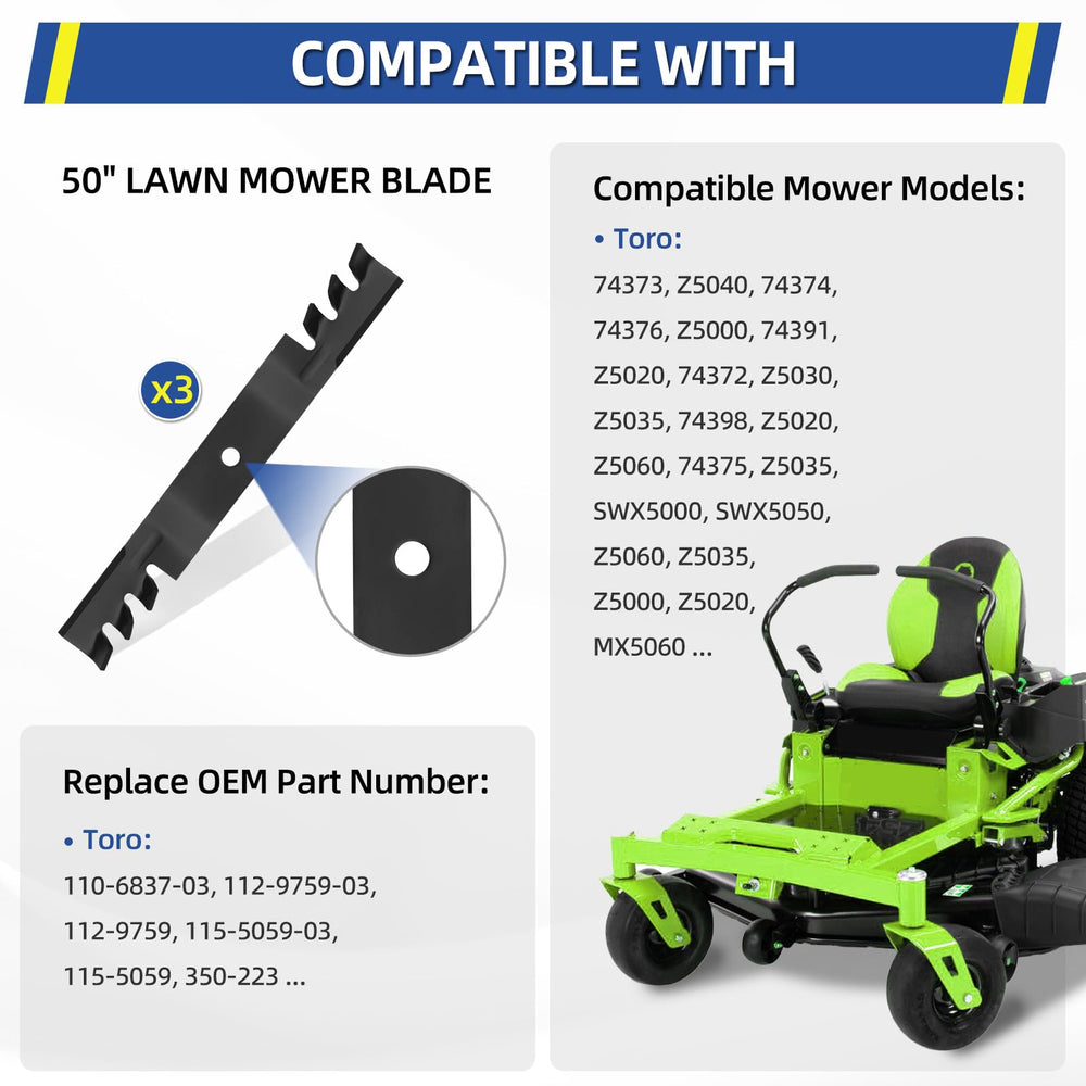 GICOOL 50 Inch Mulching Blade specifications side view