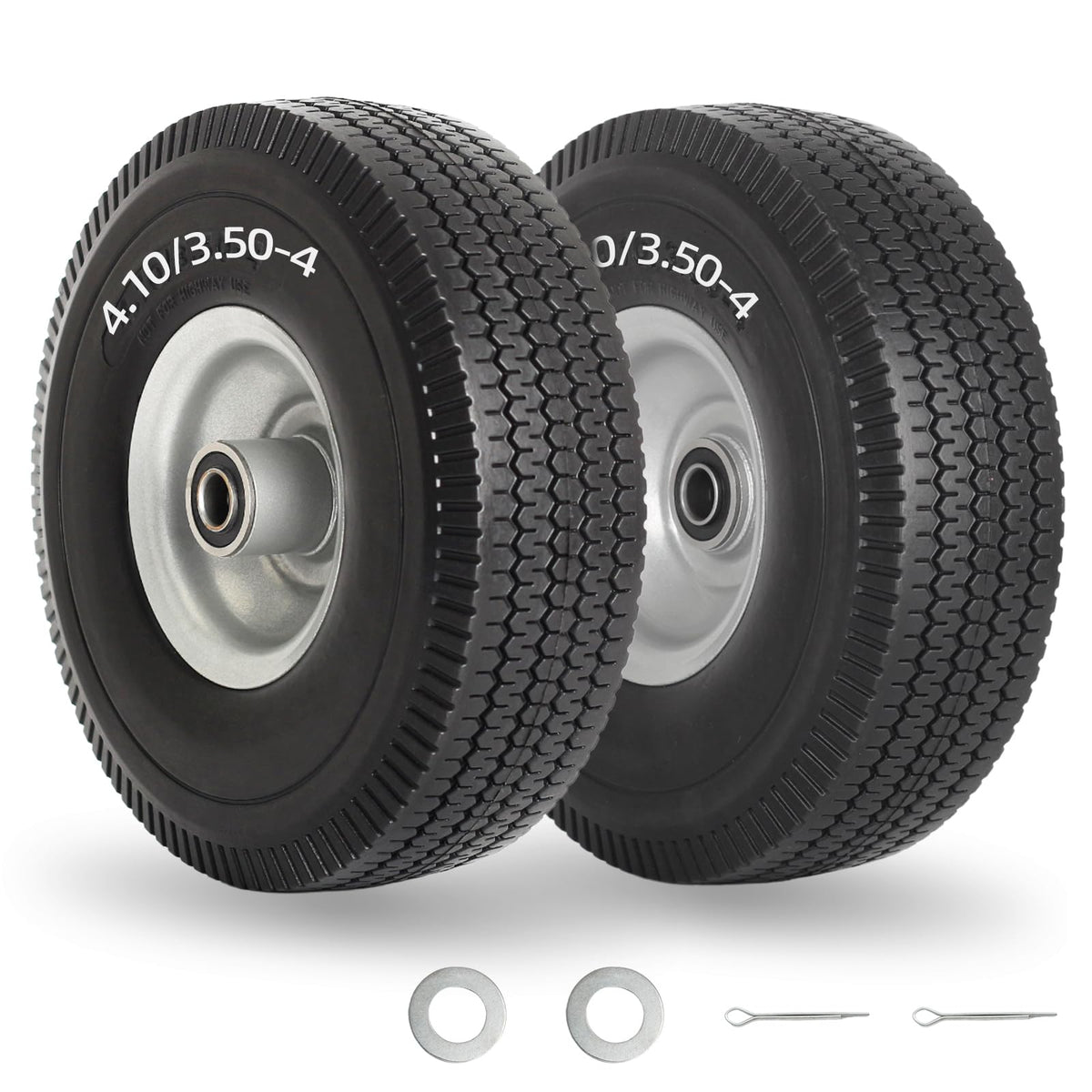 GICOOL Flat Free Tire and Wheel 4.10/3.50-4 front view