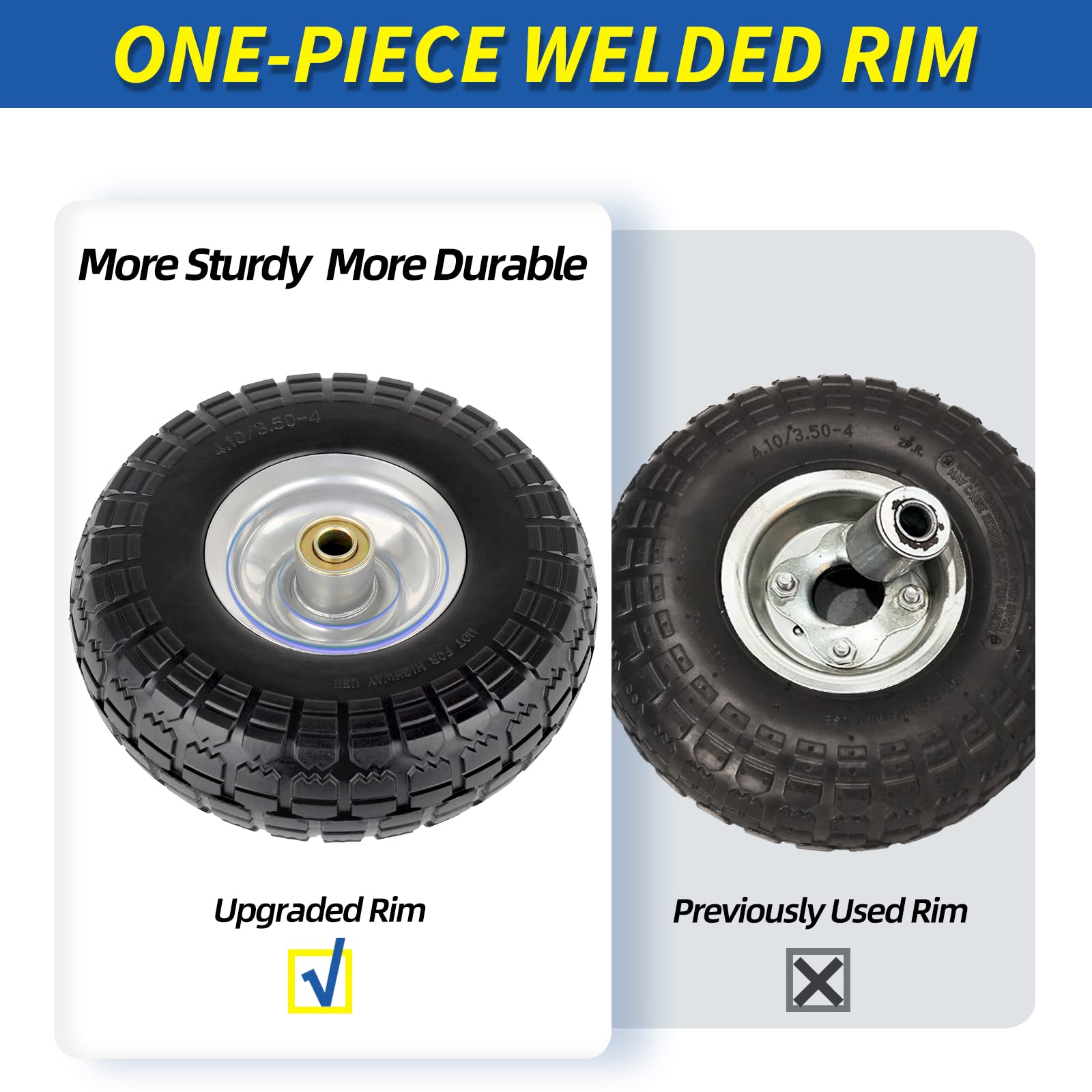GICOOL Flat Free Tire and Wheel pack of 2 with specifications