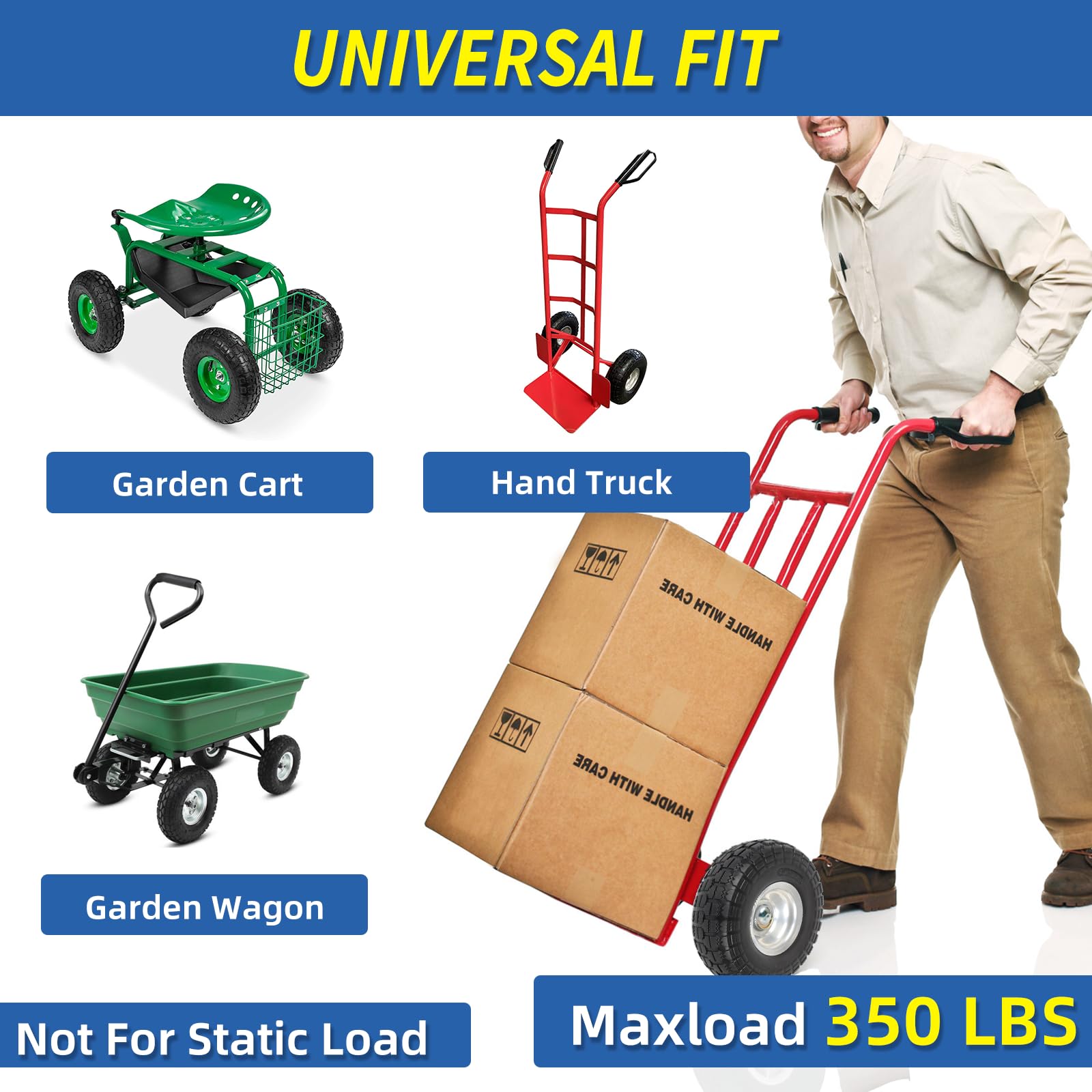 GICOOL Flat Free Tire and Wheel with PU foam construction