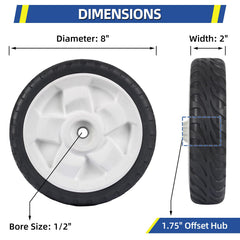 GICOOL Lawn Mower Wheel side view with bore size