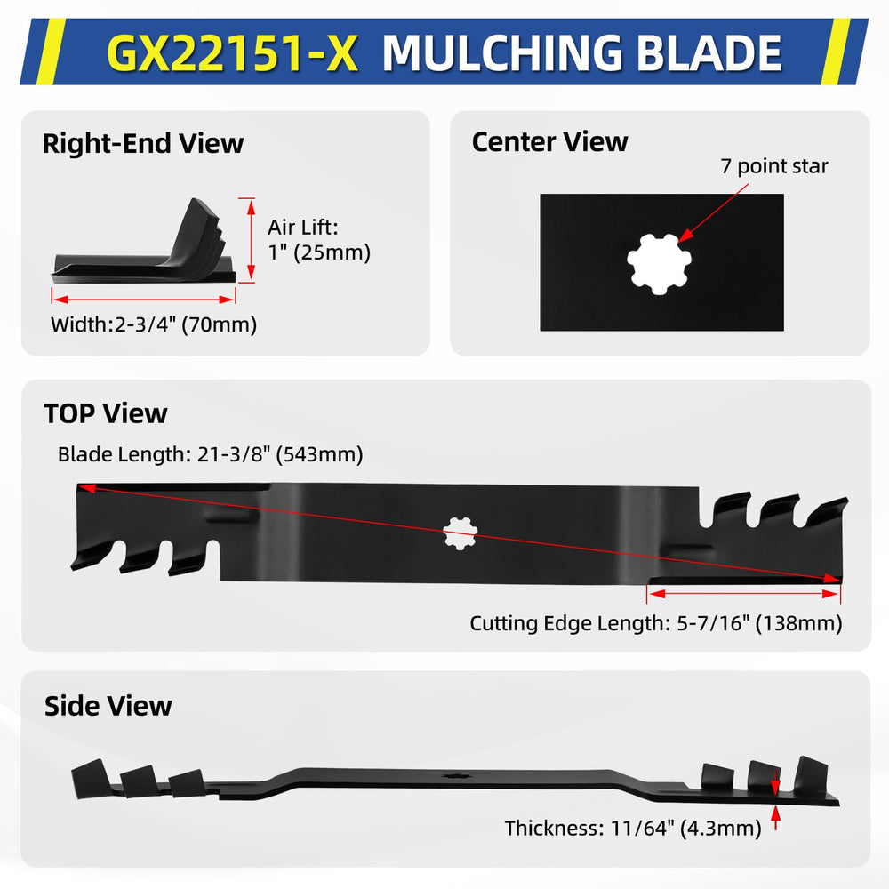GICOOL mulching blades in use, showcasing lawn mowing