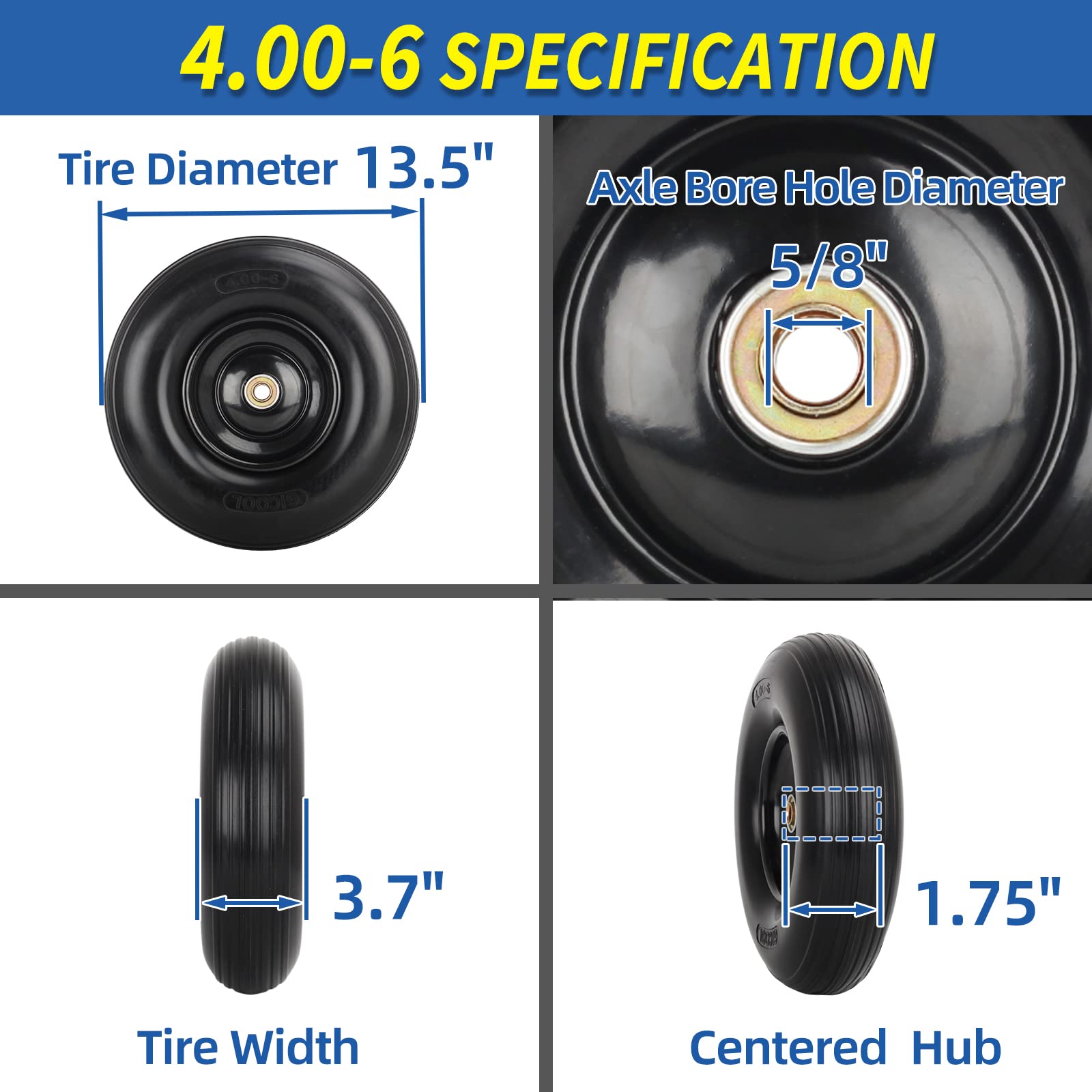 GICOOL wheelbarrow tire showing puncture-proof design