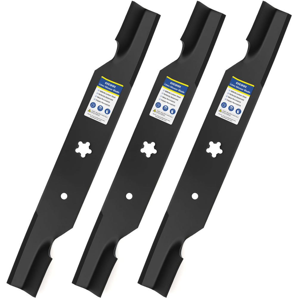 GICOOL Z254F high lift mower blades front view, pack of 3