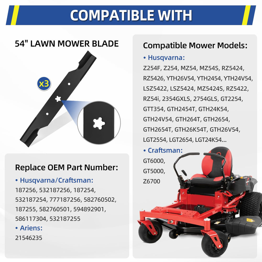 GICOOL Z254F mower blade side view showing cutting edge
