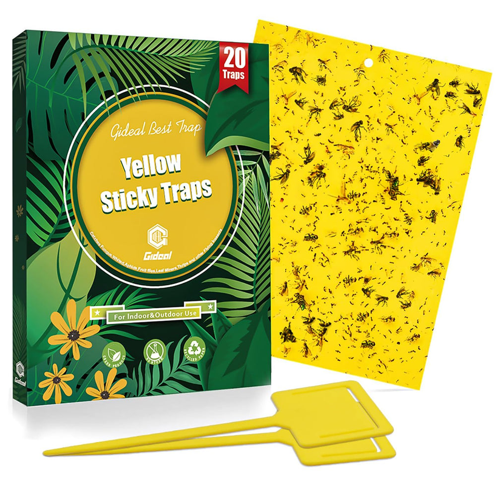 Gideal 20-Pack yellow sticky traps 6x8 inches with twist ties