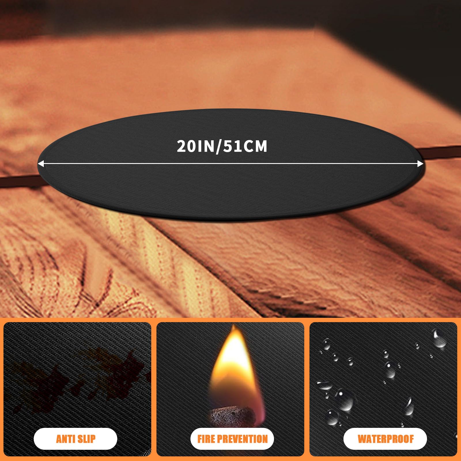 GIESIOE fire pit mat on tabletop with grill