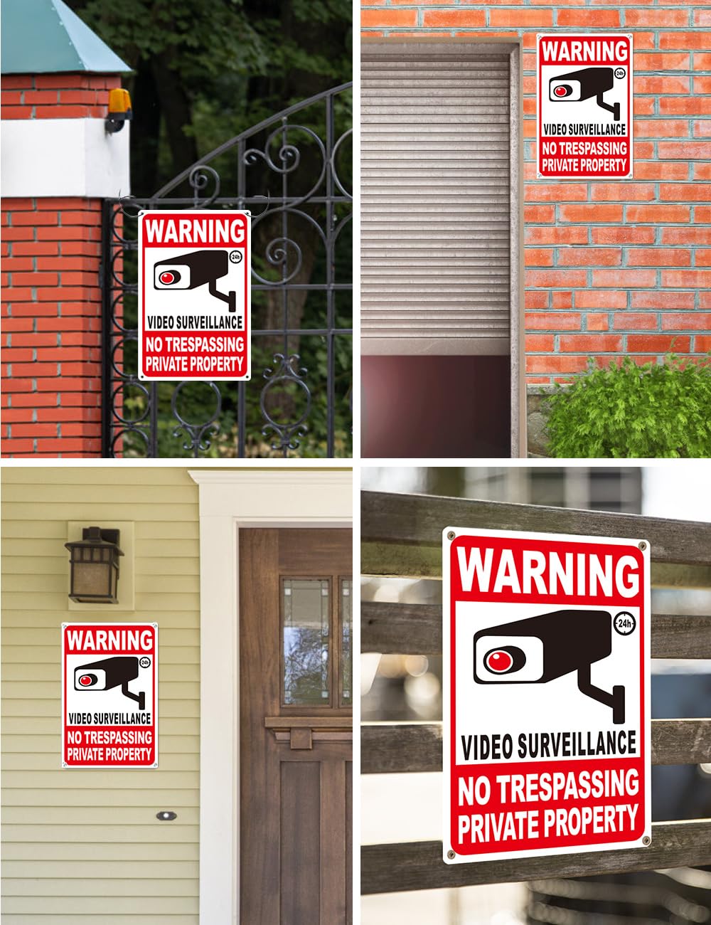 Giftape aluminum No Trespassing Sign in outdoor setting