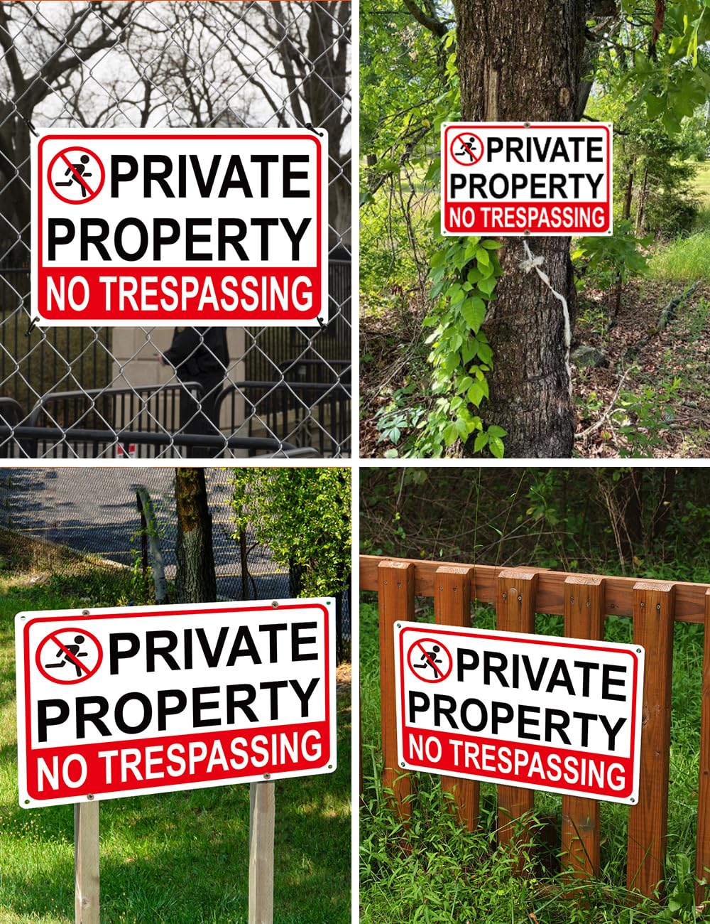 Giftape No Trespassing Sign displayed in a yard