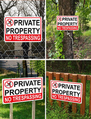 Giftape No Trespassing Sign displayed in a yard