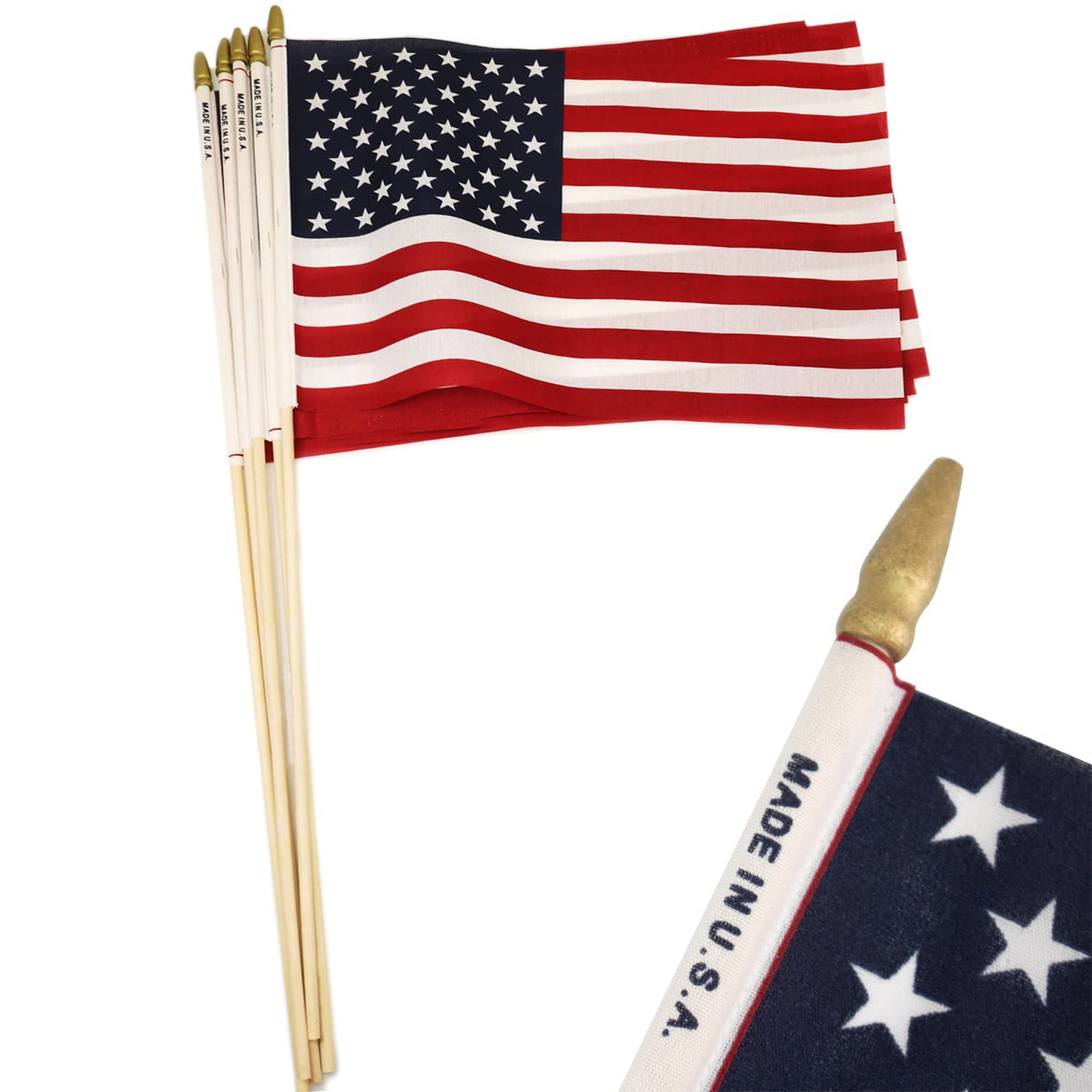 GiftExpress 12-Pack American Flags with gold spear tips