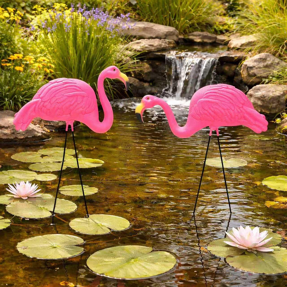 GiftExpress Pink Flamingos 24 inch statue with metal stakes