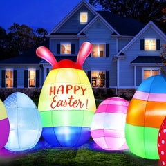GIFTFIND 10FT inflatable Easter Eggs displayed in a garden