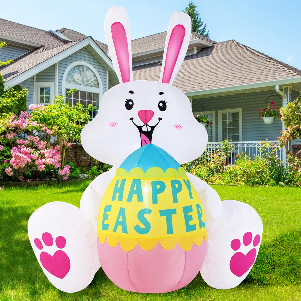 GIFTFIND 3.6FT Easter Bunny inflatable with egg front view