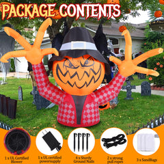 GIFTFIND Halloween Inflatable Pumpkin Monster with bright internal LEDs at night