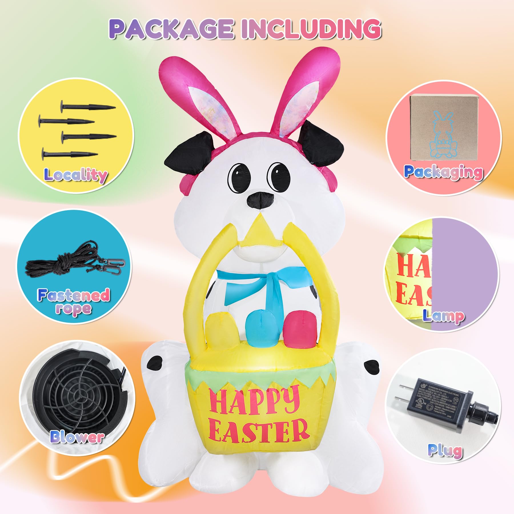 GIFTFIND inflatable dog setup in garden during daytime