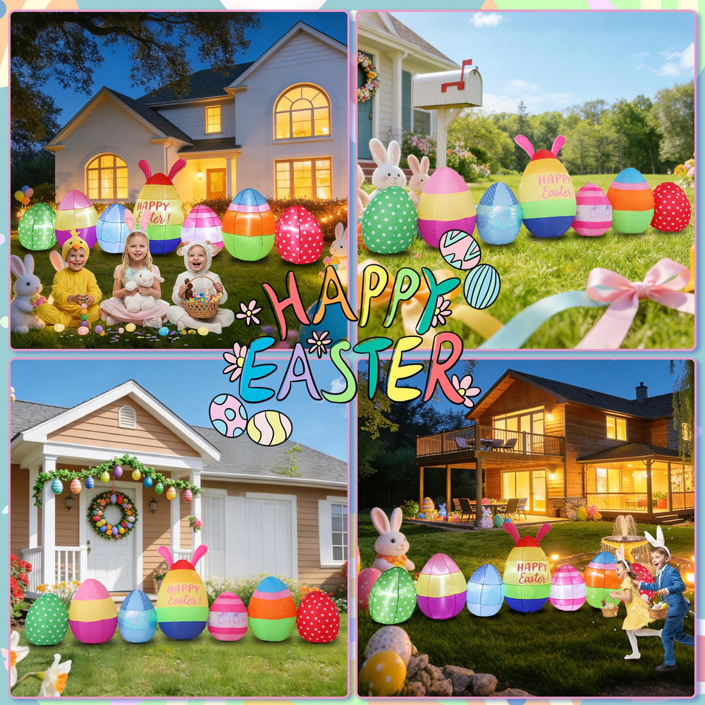 GIFTFIND inflatable Easter Eggs glowing at night