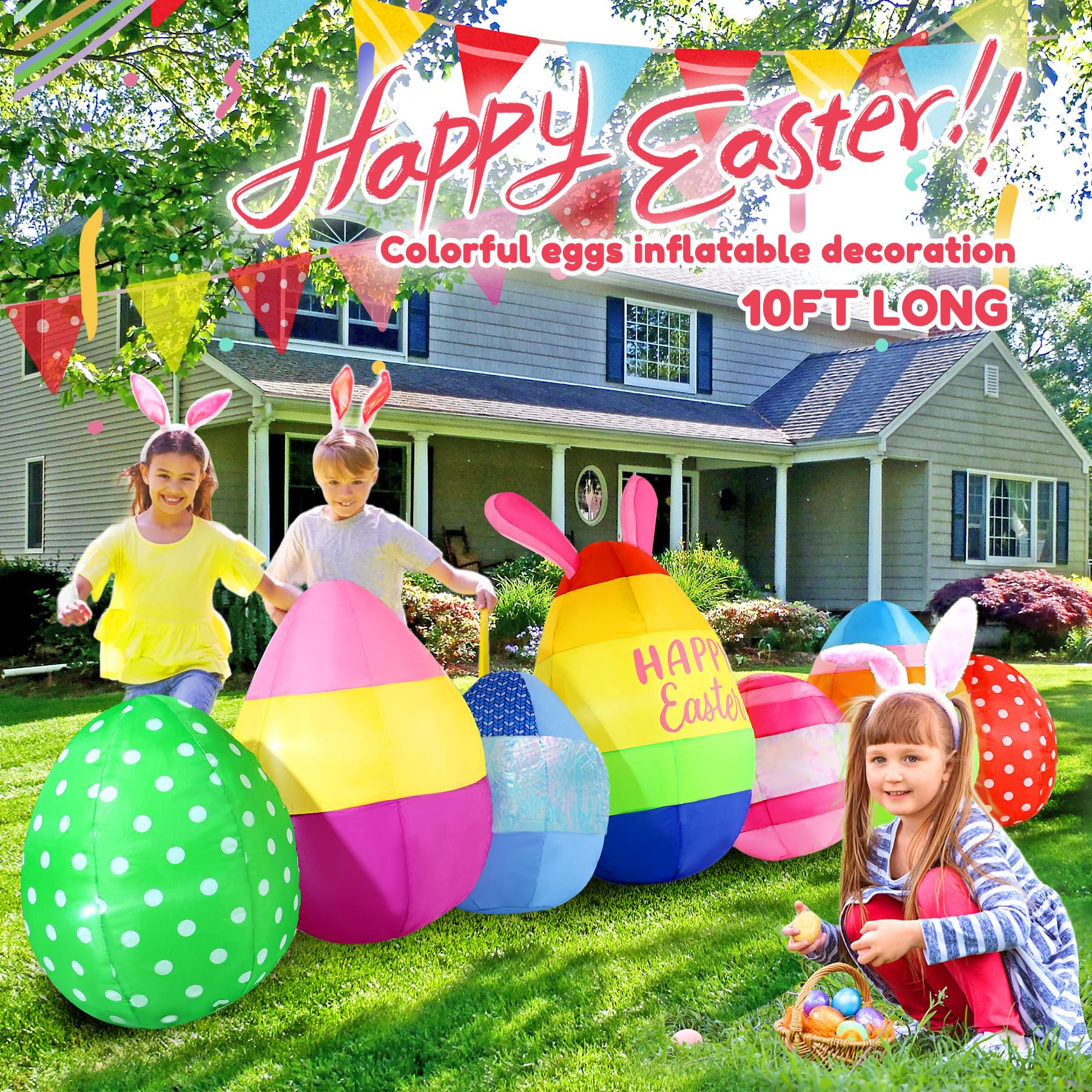 GIFTFIND inflatable Easter Eggs setup with blower included