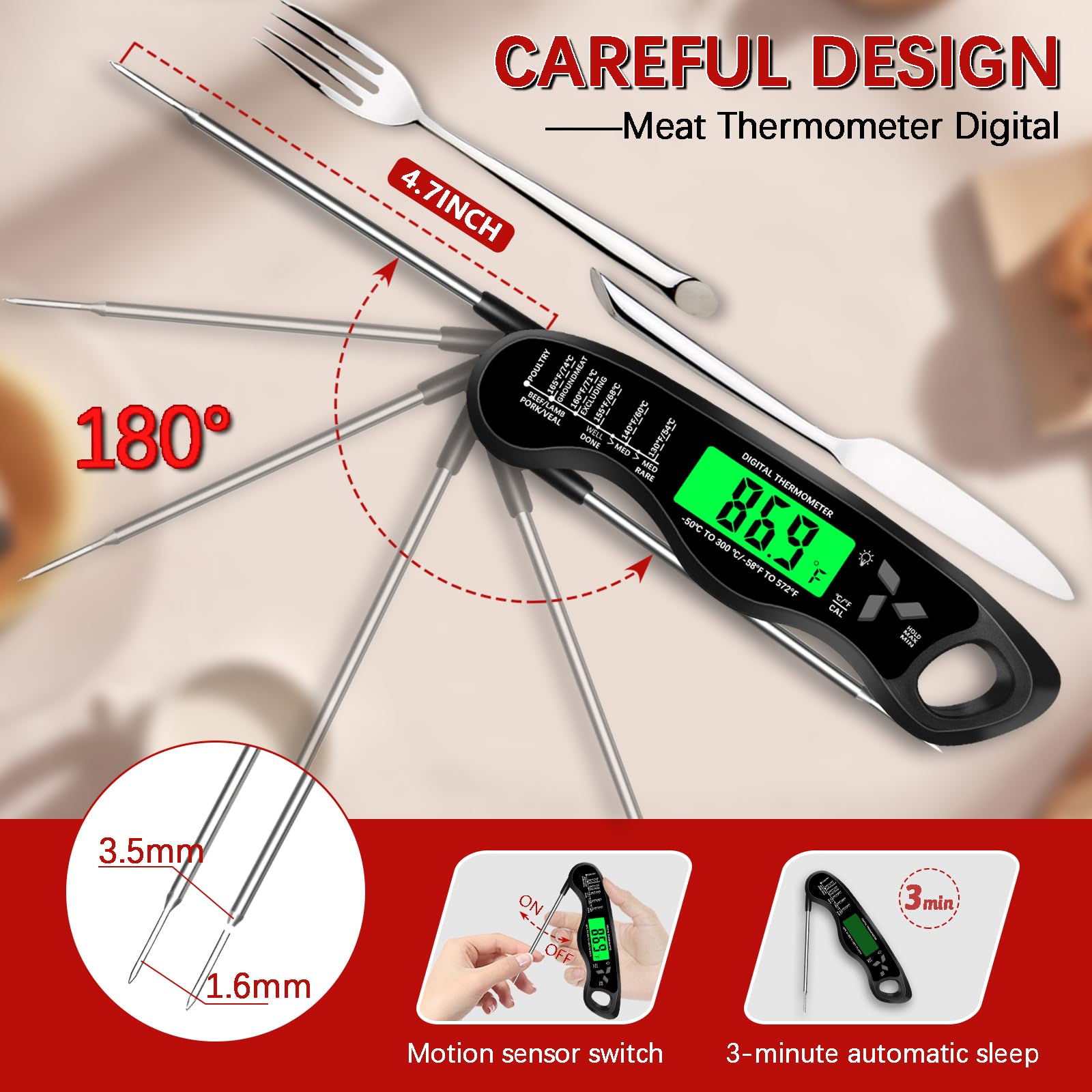 Giftsfaloy Cooking Thermometer ergonomic handle