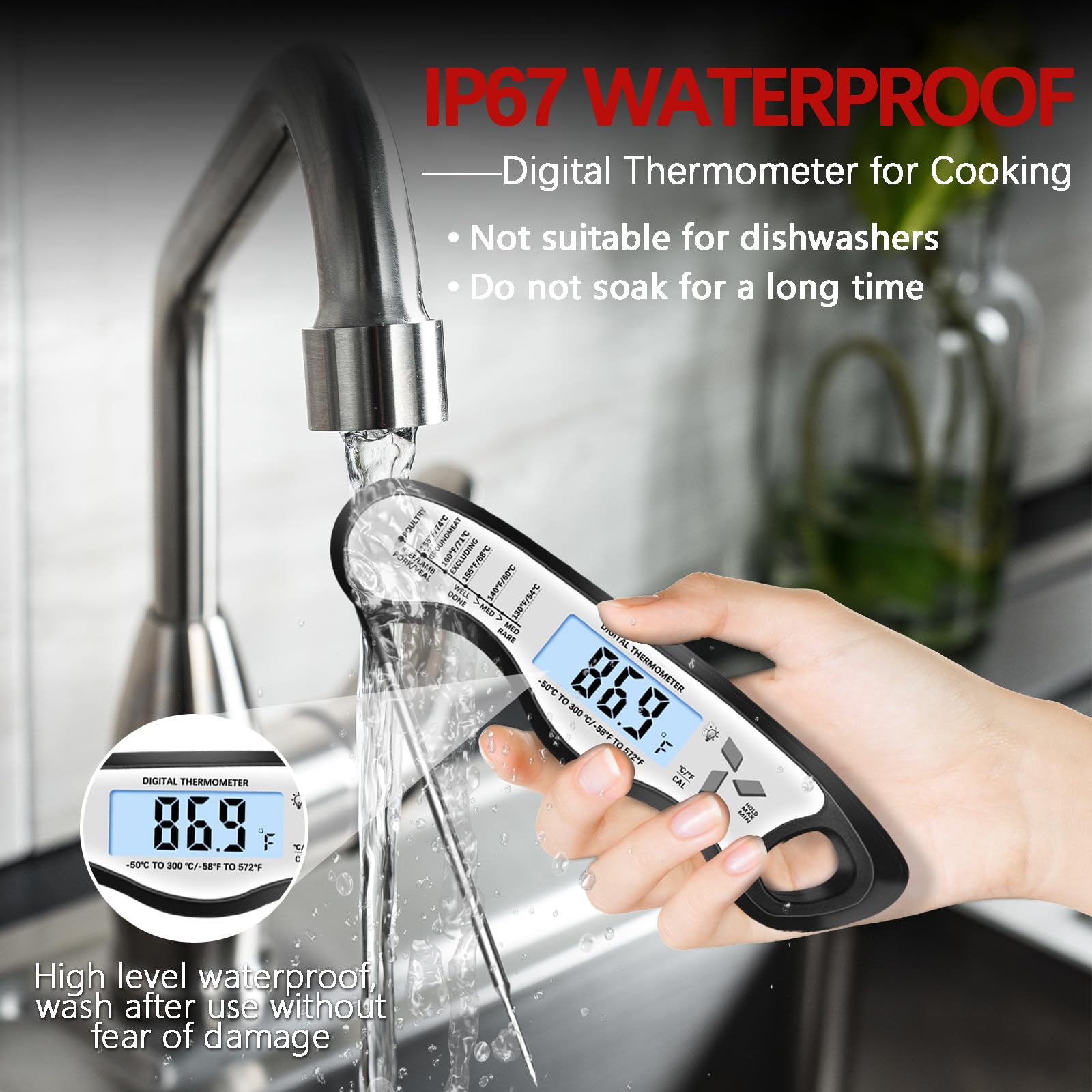 Giftsfaloy cooking thermometer size comparison in hand