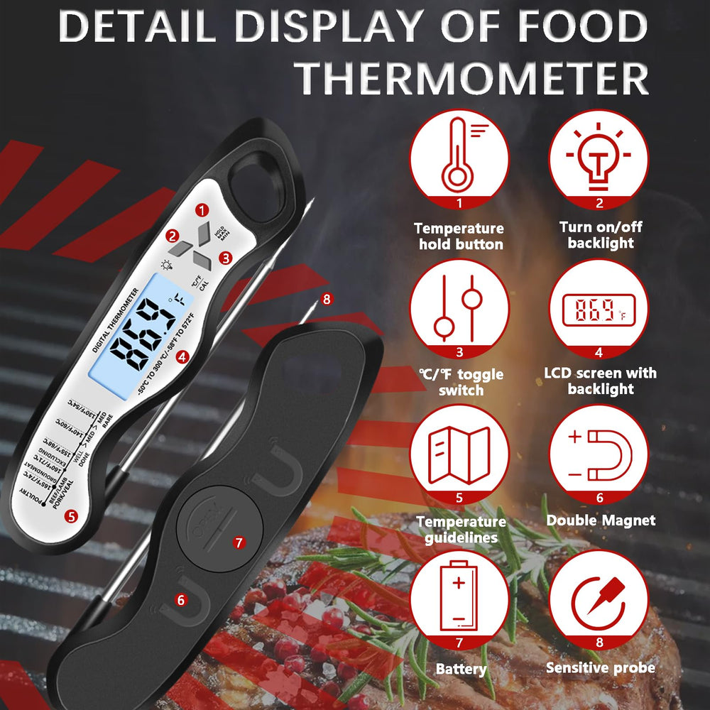 Giftsfaloy cooking thermometer with ergonomic handle and hanging hole