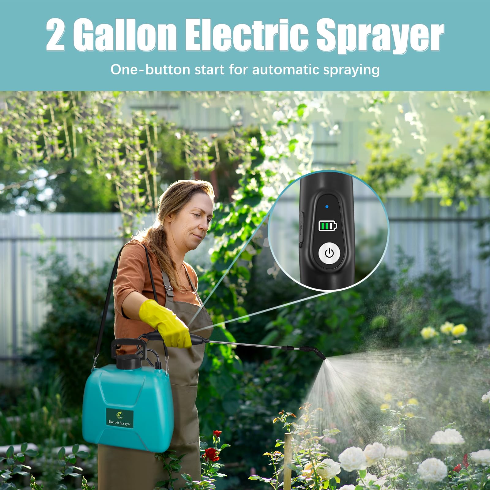 Giftsfaloy sprayer showing adjustable shoulder strap