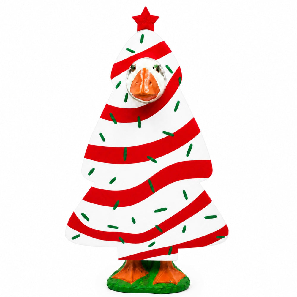 GigaCircle Christmas Tree Goose Outfit front view with red icing stripes